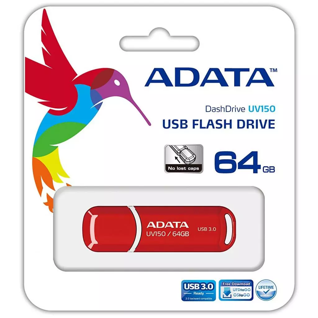 USB флеш накопитель ADATA 64GB UV150 Red USB 3.0 (AUV150-64G-RRD) - 3 USB флеш накопитель ADATA 64GB UV150 Red USB 3.0 (AUV150-64G-RRD) - 3