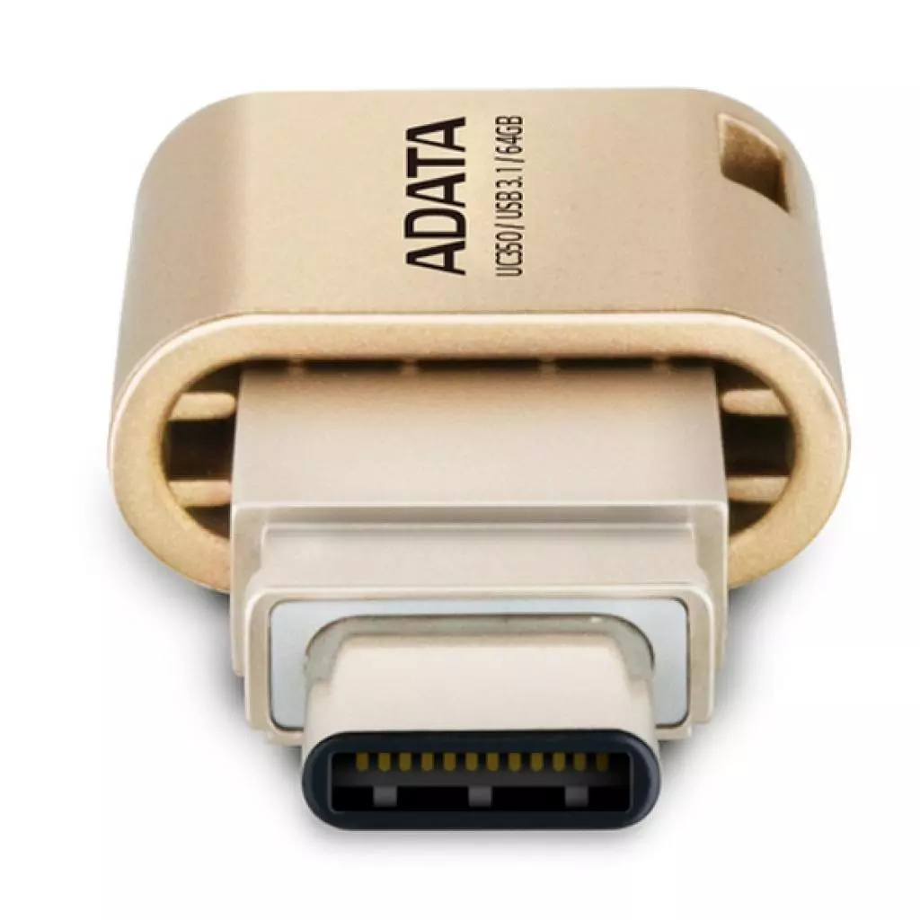 USB флеш накопитель ADATA 64GB UC350 Gold USB 3.1/Type-C (AUC350-64G-CGD) - 3 USB флеш накопитель ADATA 64GB UC350 Gold USB 3.1/Type-C (AUC350-64G-CGD) - 3