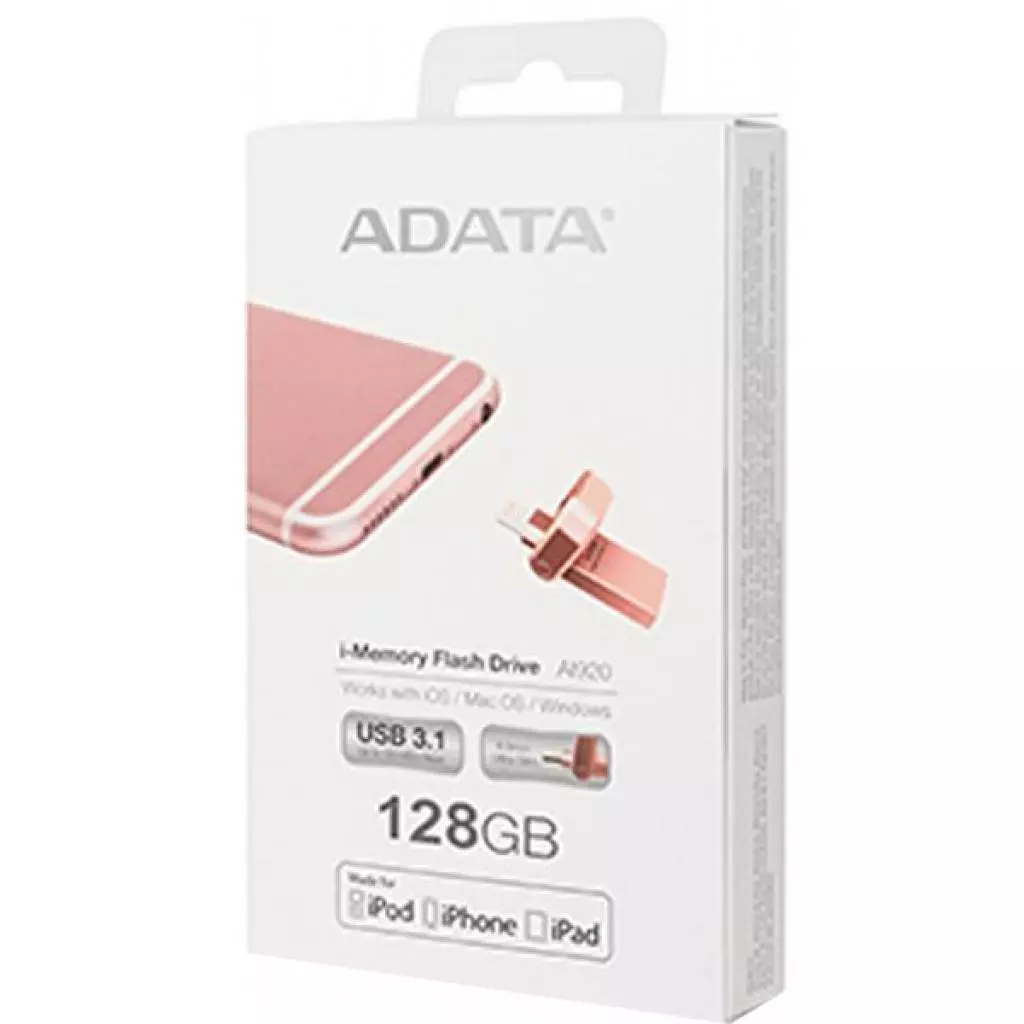 USB флеш накопитель ADATA 128GB I920 Rose Gold USB 3.1 Gen1 /Lightning (AAI920-128G-CRG) - 6 USB флеш накопитель ADATA 128GB I920 Rose Gold USB 3.1 Gen1 /Lightning (AAI920-128G-CRG) - 6