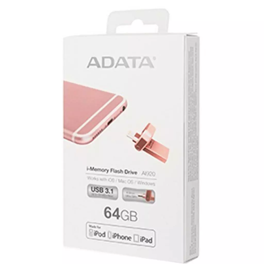 USB флеш накопитель ADATA 64GB I920 Rose Gold USB 3.1 Gen1 /Lightning (AAI920-64G-CRG) - 6