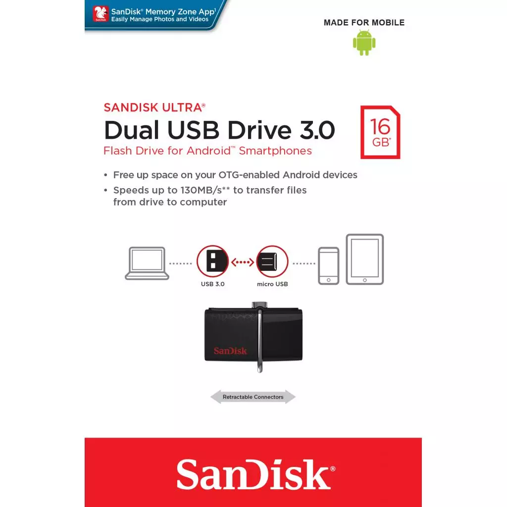 USB флеш накопитель SanDisk 16GB Ultra Dual Drive OTG Black USB 3.0 (SDDD2-016G-GAM46) - 8 USB флеш накопитель SanDisk 16GB Ultra Dual Drive OTG Black USB 3.0 (SDDD2-016G-GAM46) - 8