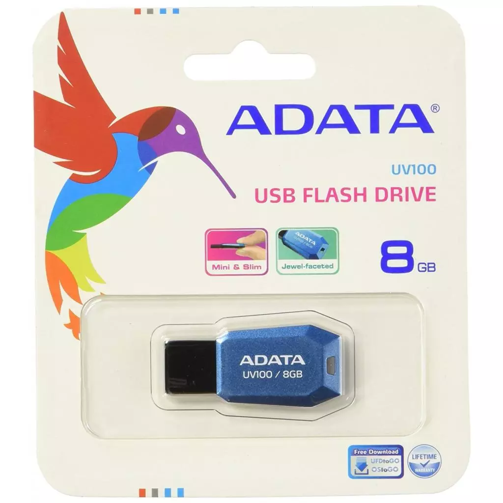 USB флеш накопитель ADATA 8GB DashDrive UV100 Blue USB 2.0 (AUV100-8G-RBL) - 2 USB флеш накопитель ADATA 8GB DashDrive UV100 Blue USB 2.0 (AUV100-8G-RBL) - 2