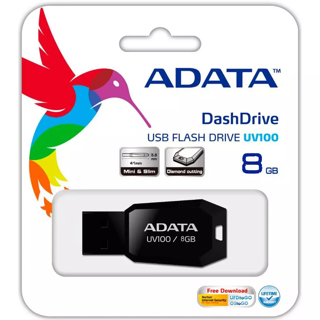 USB флеш накопитель ADATA 8GB DashDrive UV100 Black USB 2.0 (AUV100-8G-RBK) - 3