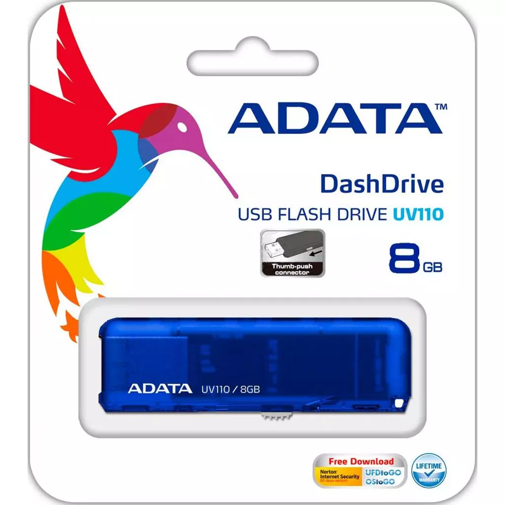 USB флеш накопитель ADATA 8GB DashDrive UV110 Blue USB 2.0 (AUV110-8G-RBL) - 4
