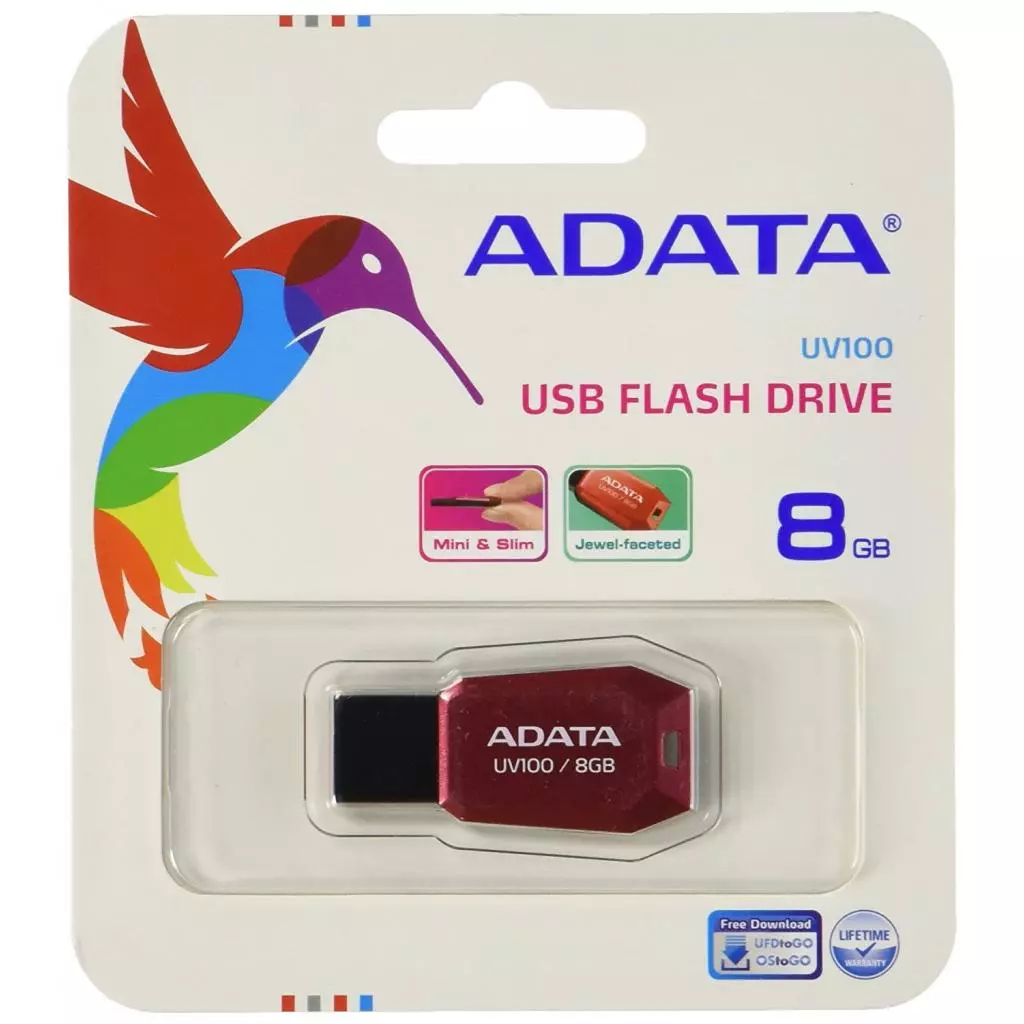 USB флеш накопитель ADATA 8GB DashDrive UV100 Red USB 2.0 (AUV100-8G-RRD) - 3