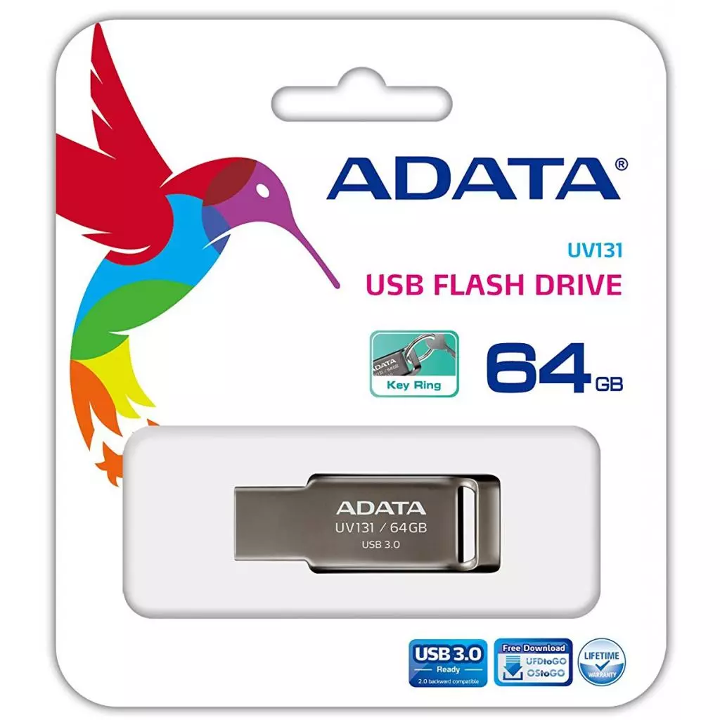USB флеш накопитель ADATA 64GB UV131 Metallic USB 3.0 (AUV131-64G-RGY) - 6 USB флеш накопитель ADATA 64GB UV131 Metallic USB 3.0 (AUV131-64G-RGY) - 6