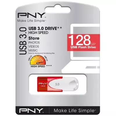 USB флеш накопитель PNY flash 128GB Attache4 Red USB 3.0 (FD128ATT430-EF) - 4
