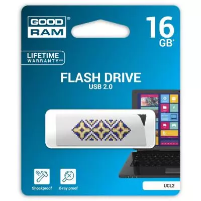USB флеш накопитель Goodram 16GB UCL2 UKRAINE White USB 2.0 (UCL2-0160W0R11-L) - 2 USB флеш накопитель Goodram 16GB UCL2 UKRAINE White USB 2.0 (UCL2-0160W0R11-L) - 2