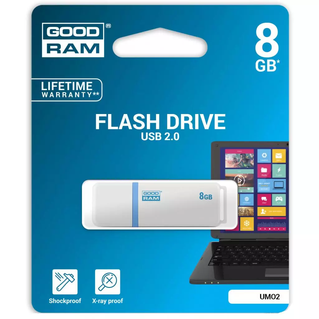 USB флеш накопитель Goodram 8GB UMO2 White Graphite USB 2.0 (UMO2-0080WER11) - 5 USB флеш накопитель Goodram 8GB UMO2 White Graphite USB 2.0 (UMO2-0080WER11) - 5