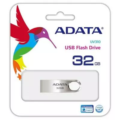 USB флеш накопитель ADATA 32GB UV310 Metal Silver USB 3.1 (AUV310-32G-RGD) - 4 USB флеш накопитель ADATA 32GB UV310 Metal Silver USB 3.1 (AUV310-32G-RGD) - 4