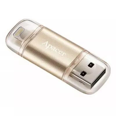 USB флеш накопитель Apacer 32GB AH190 Gold USB 3.1/Lightning (AP32GAH190C-1) - 1