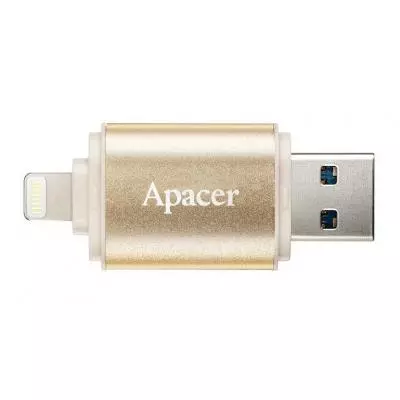 USB флеш накопитель Apacer 32GB AH190 Gold USB 3.1/Lightning (AP32GAH190C-1) - 2