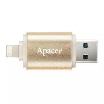 USB флеш накопитель Apacer 64GB AH190 Gold USB 3.1/Lightning (AP64GAH190C-1) - 2