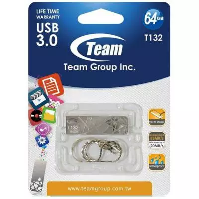 USB флеш накопитель Team 64GB T132 Silver USB 3.0 (TT13264GS01) - 1 USB флеш накопитель Team 64GB T132 Silver USB 3.0 (TT13264GS01) - 1