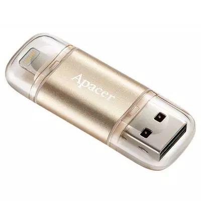 USB флеш накопитель Apacer 128GB AH190 Gold USB 3.1/Lightning (AP128GAH190C-1) - 1 USB флеш накопитель Apacer 128GB AH190 Gold USB 3.1/Lightning (AP128GAH190C-1) - 1