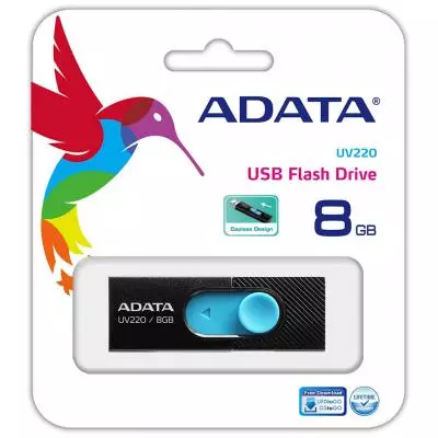 USB флеш накопитель ADATA 8GB UV220 Black/Blue USB 2.0 (AUV220-8G-RBKBL) - 2 USB флеш накопитель ADATA 8GB UV220 Black/Blue USB 2.0 (AUV220-8G-RBKBL) - 2