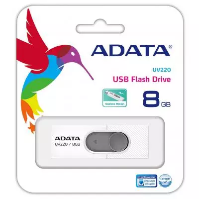 USB флеш накопитель ADATA 8GB UV220 White/Gray USB 2.0 (AUV220-8G-RWHGY) - 2 USB флеш накопитель ADATA 8GB UV220 White/Gray USB 2.0 (AUV220-8G-RWHGY) - 2