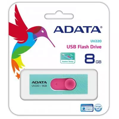 USB флеш накопитель ADATA 8GB UV220 Green/Pink USB 2.0 (AUV220-8G-RGNPK) - 2 USB флеш накопитель ADATA 8GB UV220 Green/Pink USB 2.0 (AUV220-8G-RGNPK) - 2