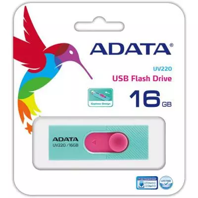 USB флеш накопитель ADATA 16GB UV220 Green/Pink USB 2.0 (AUV220-16G-RGNPK) - 2 USB флеш накопитель ADATA 16GB UV220 Green/Pink USB 2.0 (AUV220-16G-RGNPK) - 2