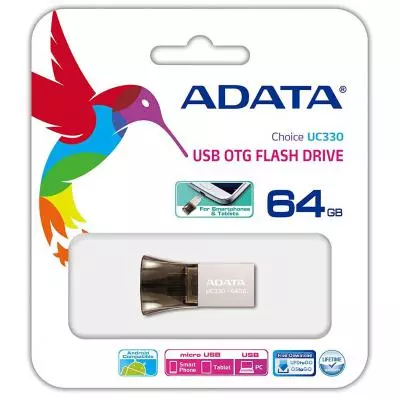 USB флеш накопитель ADATA 64GB UC330 Black USB 2.0 OTG (AUC330-64G-RBK) - 6