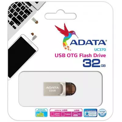 USB флеш накопитель ADATA 32GB UC370 Golden USB 3.1 Type-C (AUC370-32G-RGD) - 3