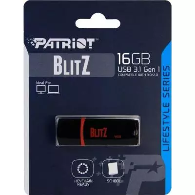 USB флеш накопитель Patriot 16GB Blitz Black USB 3.1 (PSF16GBLZ3BUSB) - 2