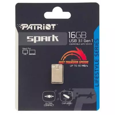 USB флеш накопитель Patriot 16GB Spark Silver USB 3.1 (PSF16GSPK3USB) - 4