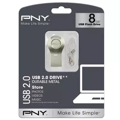 USB флеш накопитель PNY flash 8GB Attache i Durable Metal Silver USB 2.0 (FDI8GBATTI-EF) - 2
