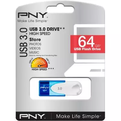 USB флеш накопитель PNY flash 64GB Attache4 Blue USB 3.0 (FD64GATT430-EF) - 3