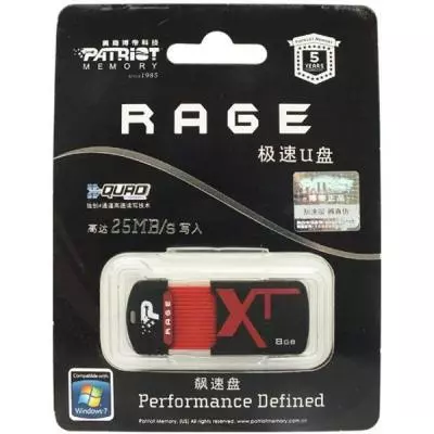 USB флеш накопитель Patriot 8GB XT Rage Quad Channel USB 2.0 (PEF8GRUSB) - 8 USB флеш накопитель Patriot 8GB XT Rage Quad Channel USB 2.0 (PEF8GRUSB) - 8