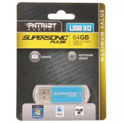 USB флеш накопитель Patriot 64GB Supersonic Pulse Blue USB 3.0 (PSF64GSPUSB) - 4 USB флеш накопитель Patriot 64GB Supersonic Pulse Blue USB 3.0 (PSF64GSPUSB) - 4