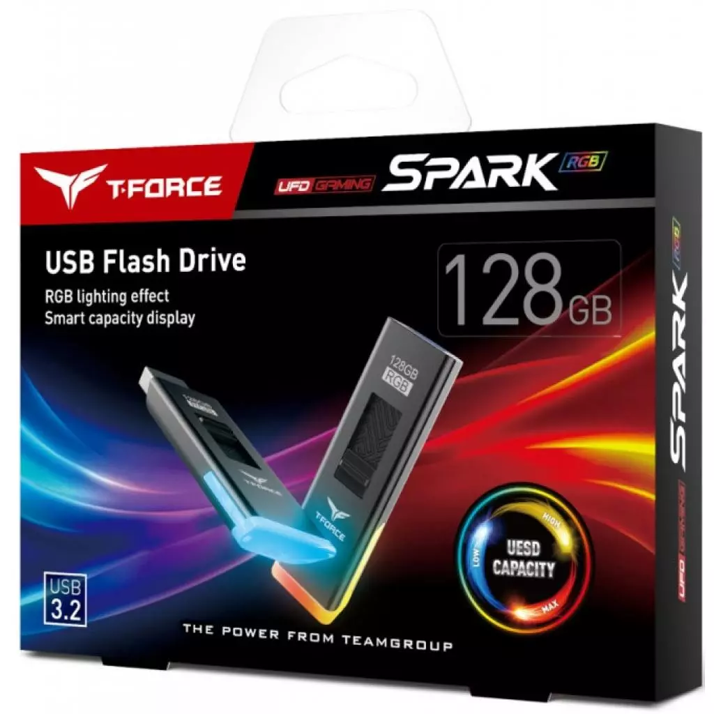USB флеш накопитель Team 128GB T-Force Spark RGB Black USB 3.2 (TSPARK3128GB01) - 5