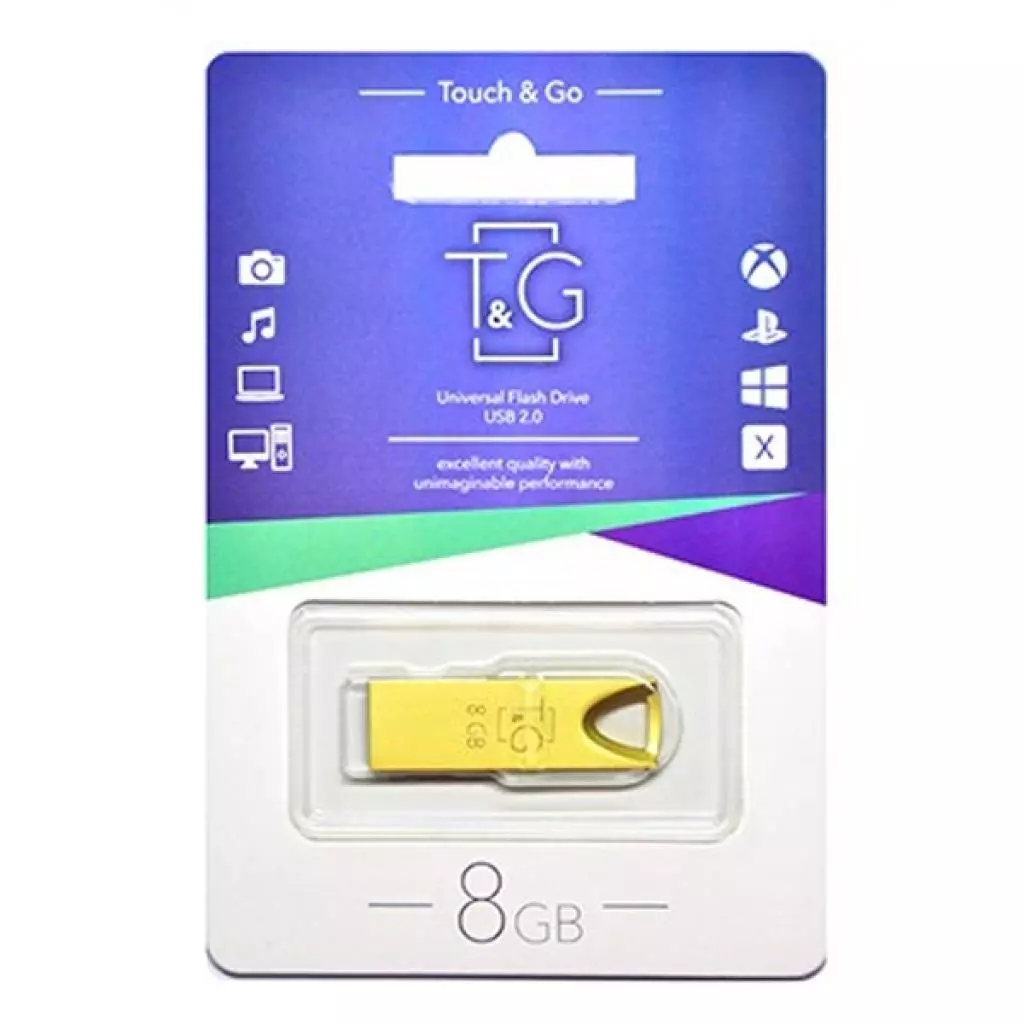 USB флеш накопитель T&G 8GB 117 Metal Series Gold USB 2.0 (TG117GD-8G) - 1