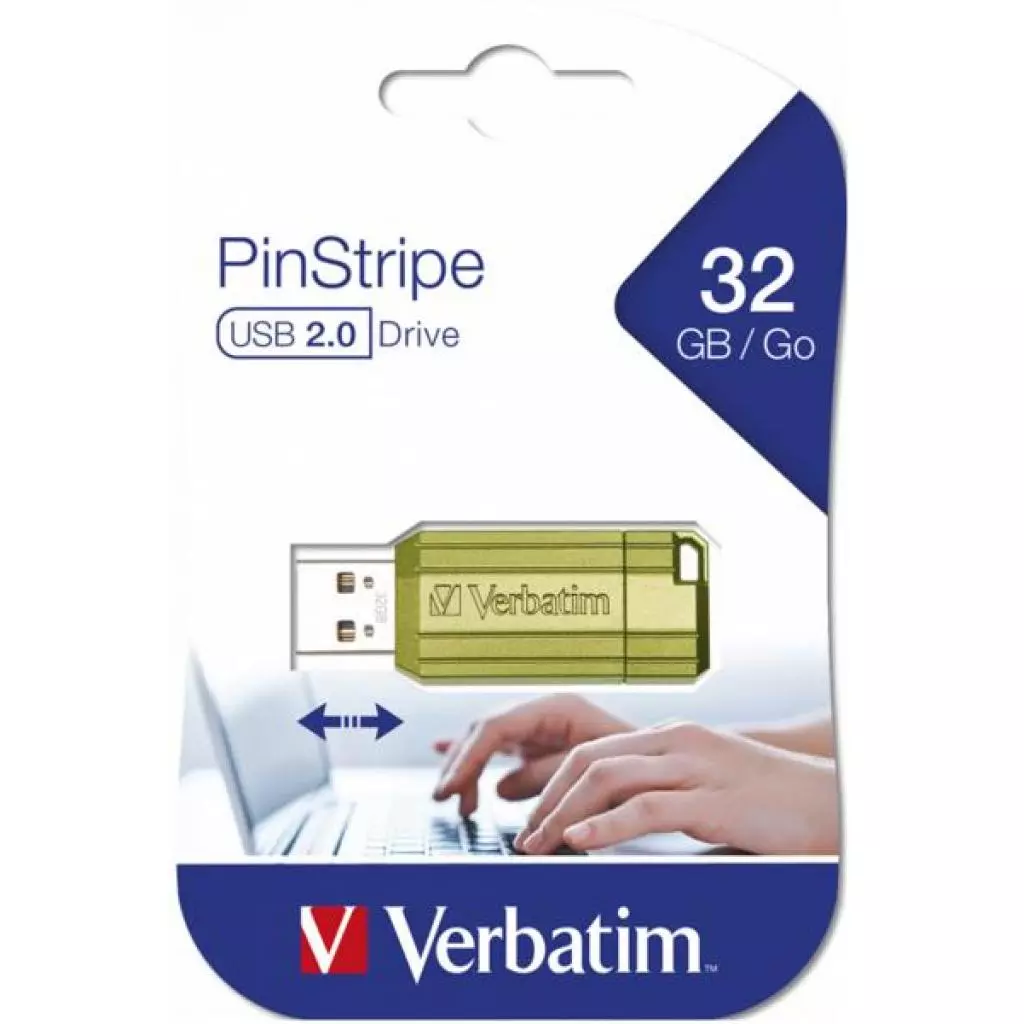 USB флеш накопитель Verbatim 32GB PinStripe Euc Green USB 2.0 (049958) - 4 USB флеш накопитель Verbatim 32GB PinStripe Euc Green USB 2.0 (049958) - 4