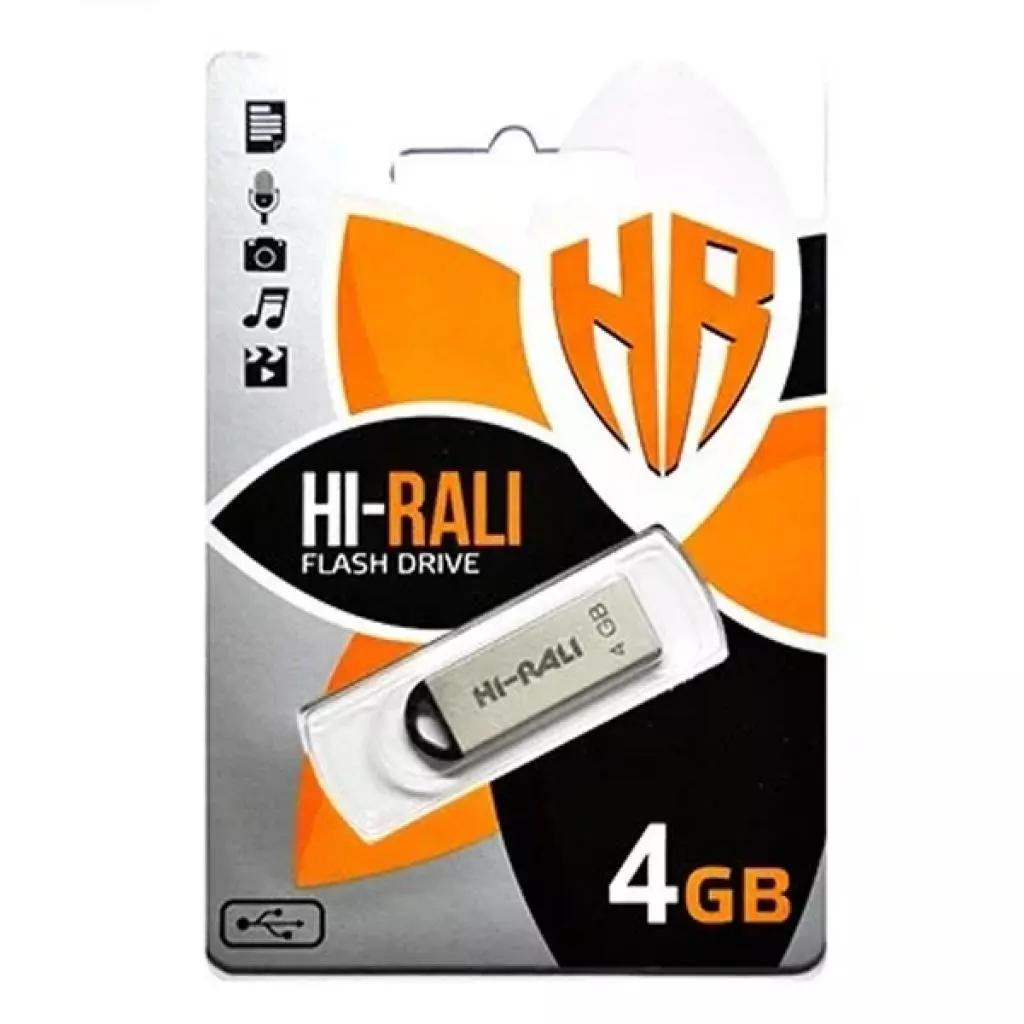 USB флеш накопитель Hi-Rali 4GB Fit Series Silver USB 2.0 (HI-4GBFITSL) - 1 USB флеш накопитель Hi-Rali 4GB Fit Series Silver USB 2.0 (HI-4GBFITSL) - 1