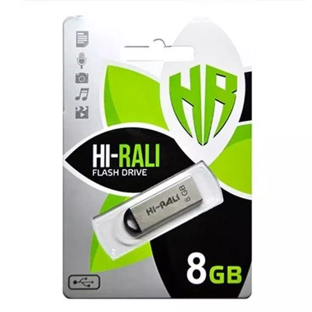 USB флеш накопитель Hi-Rali 8GB Fit Series Silver USB 2.0 (HI-8GBFITSL) - 1 USB флеш накопитель Hi-Rali 8GB Fit Series Silver USB 2.0 (HI-8GBFITSL) - 1