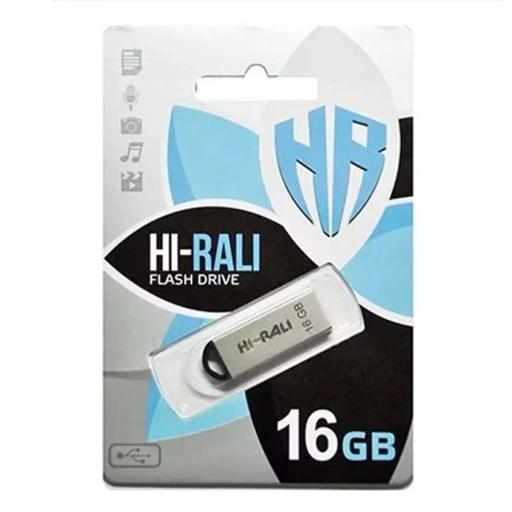 USB флеш накопитель Hi-Rali 16GB Fit Series Silver USB 2.0 (HI-16GBFITSL) - 1 USB флеш накопитель Hi-Rali 16GB Fit Series Silver USB 2.0 (HI-16GBFITSL) - 1