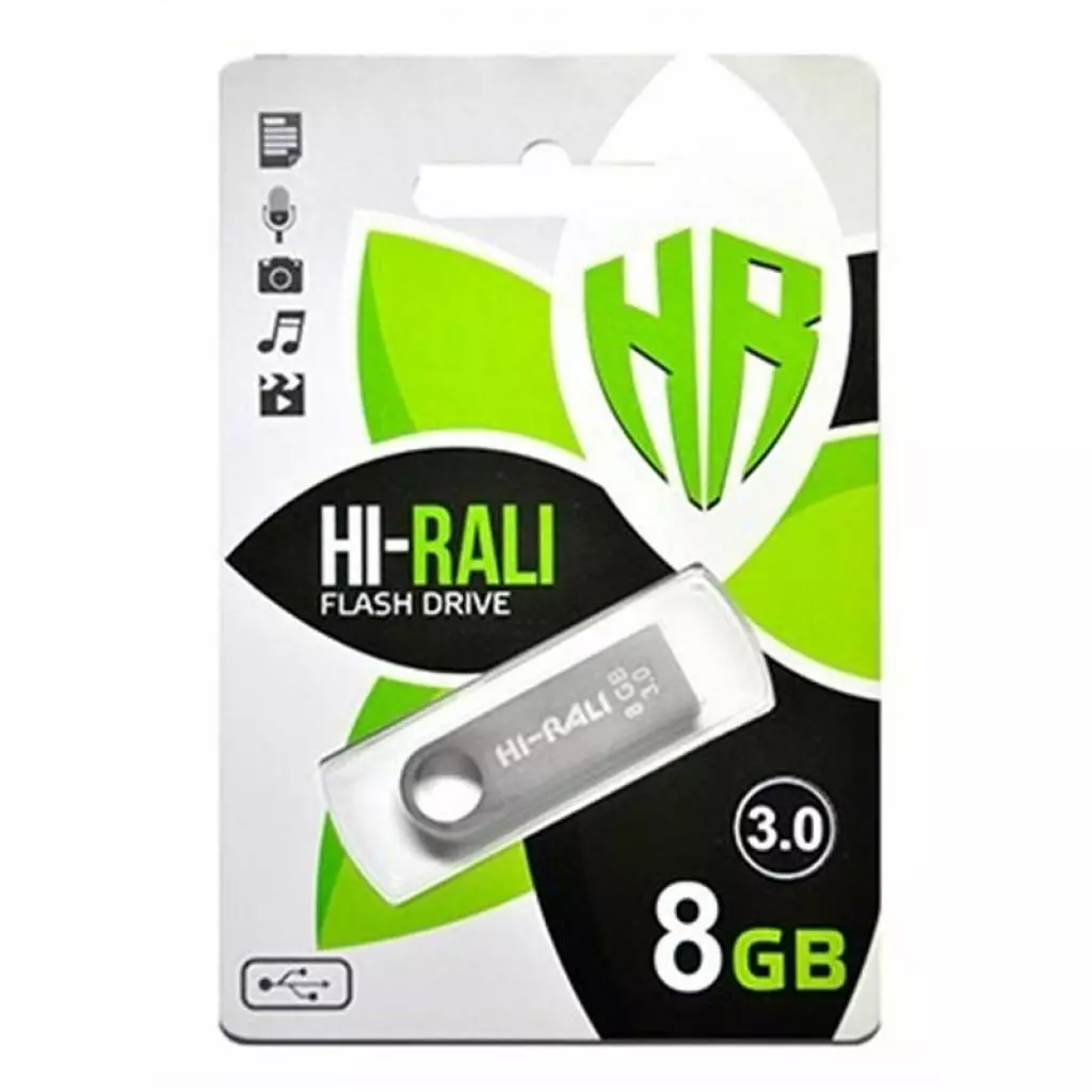 USB флеш накопитель Hi-Rali 8GB Shuttle Series Silver USB 3.0 (HI-8GB3SHSL)