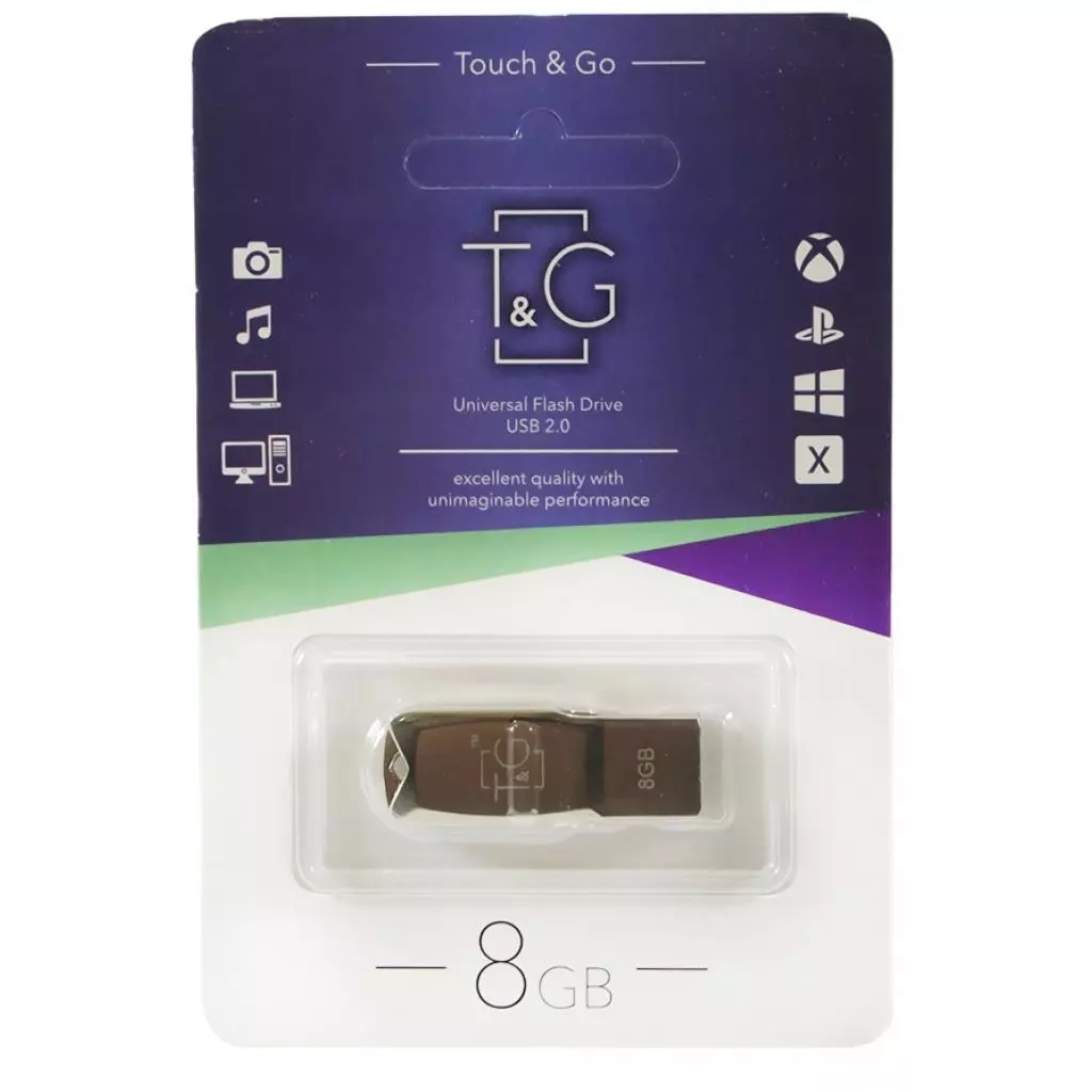 USB флеш накопитель T&G 8GB 100 Metal Series Silver USB 2.0 (TG100-8G)