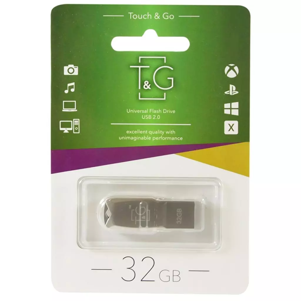 USB флеш накопитель T&G 32GB 100 Metal Series Silver USB 2.0 (TG100-32G)