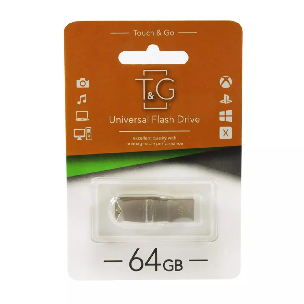 USB флеш накопитель T&G 64GB 100 Metal Series Silver USB 2.0 (TG100-64G)