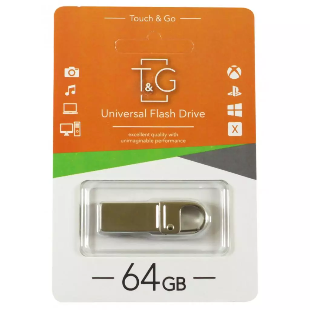 USB флеш накопитель T&G 64GB 027 Metal Series Silver USB 2.0 (TG027-64G)