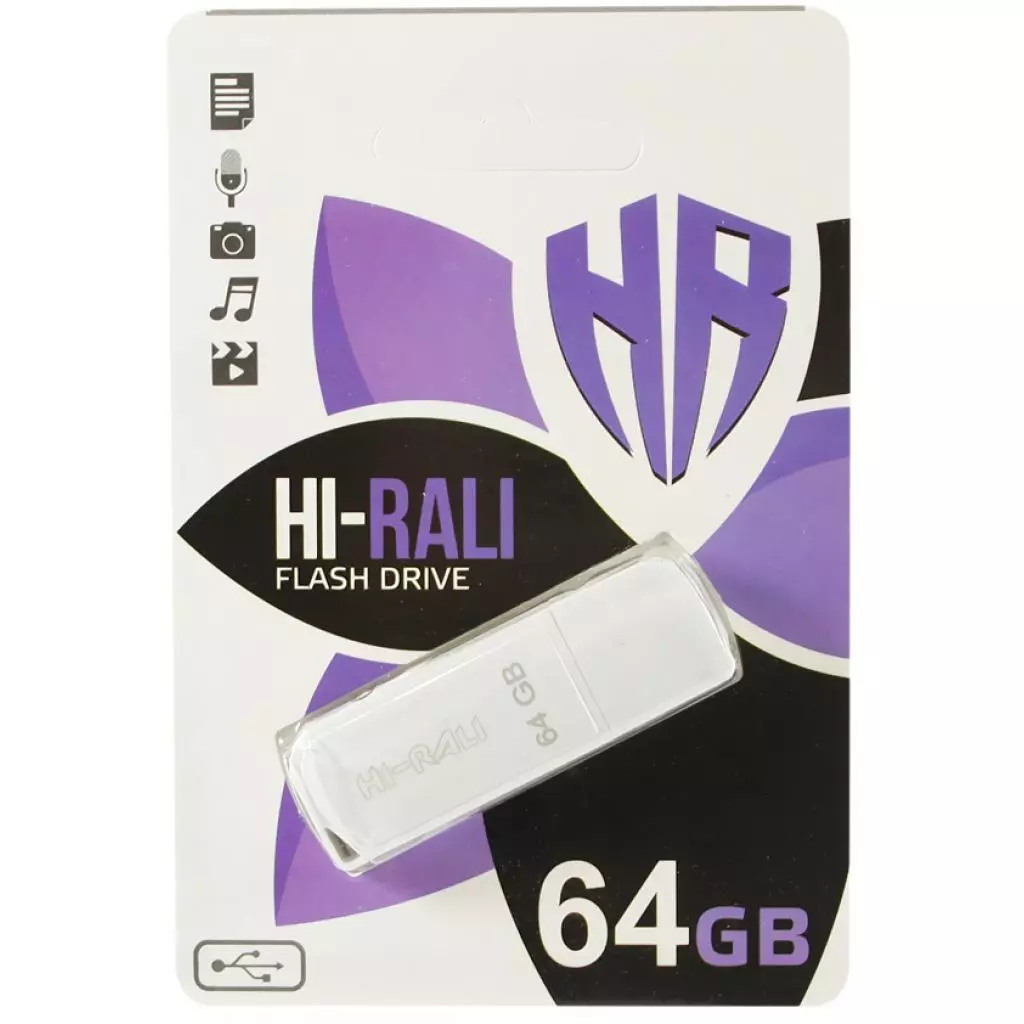 USB флеш накопитель Hi-Rali 64GB Taga Series White USB 2.0 (HI-64GBTAGWH)