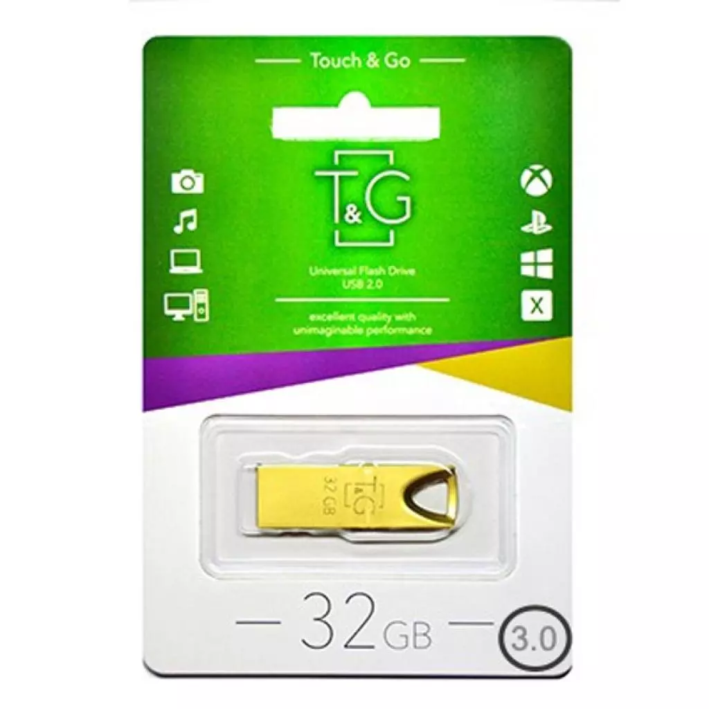 USB флеш накопитель T&G 32GB 117 Metal Series Gold USB 2.0 (TG117GD-32G3)