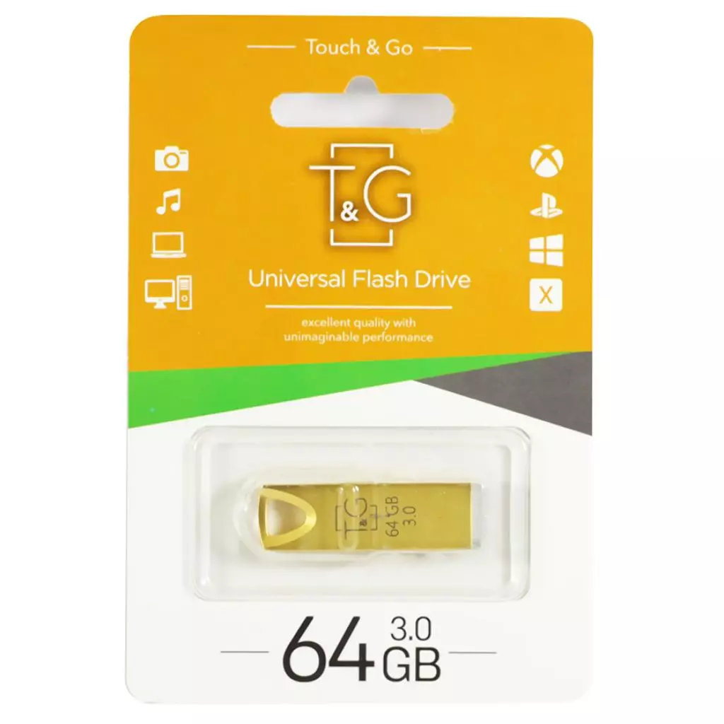 USB флеш накопитель T&G 64GB 117 Metal Series Gold USB 3.0 (TG117GD-64G3)