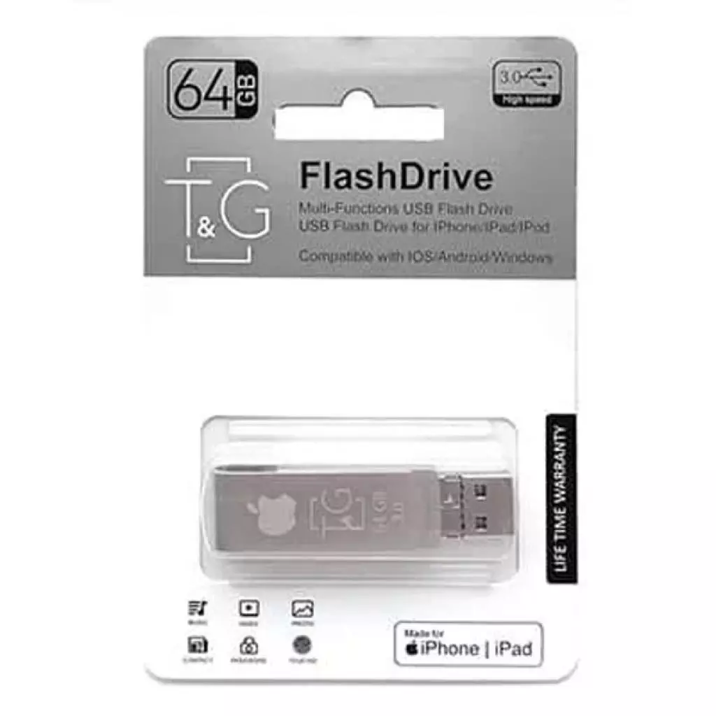 USB флеш накопитель T&G 64GB 007 Metal Series USB 3.0/Lightning (TG007IOS-64G3)