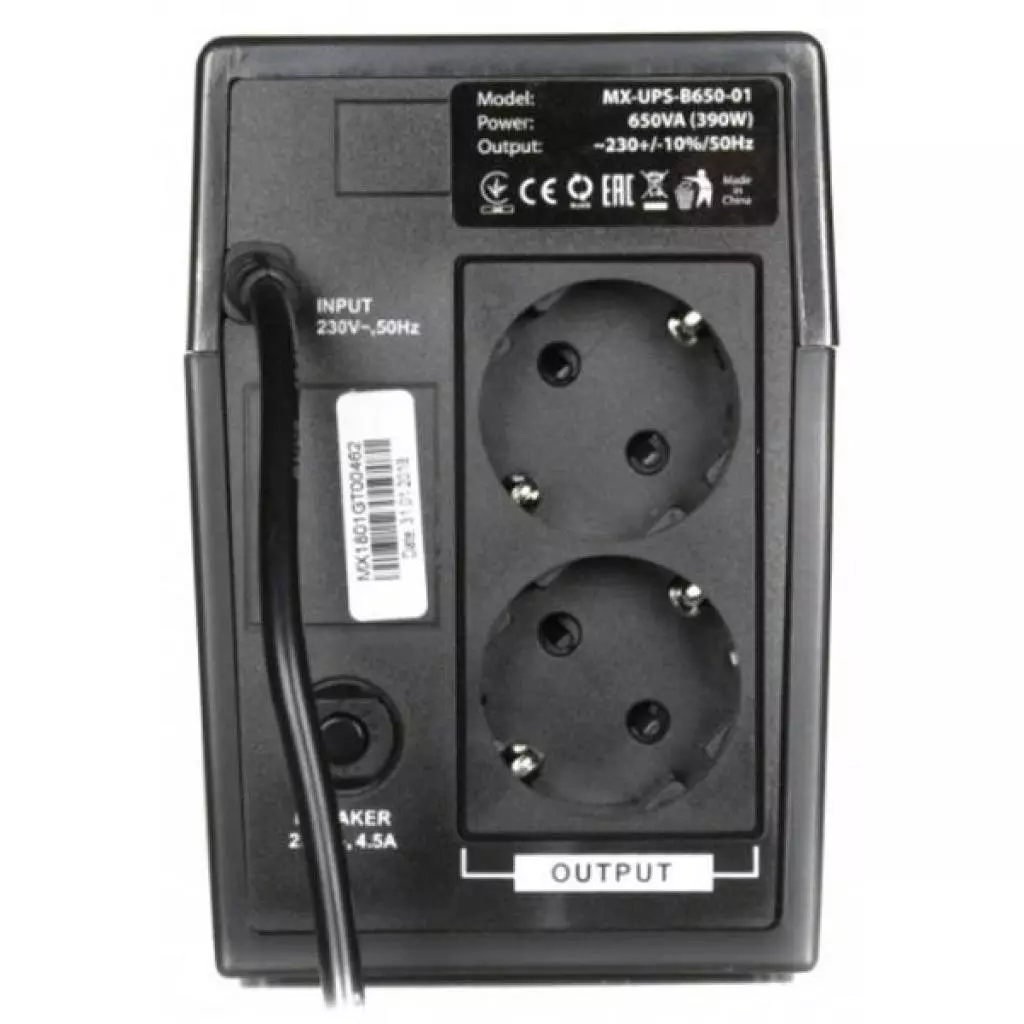 Источник бесперебойного питания Maxxter 650VA (MX-UPS-B650-01) - 1 Источник бесперебойного питания Maxxter 650VA (MX-UPS-B650-01) - 1