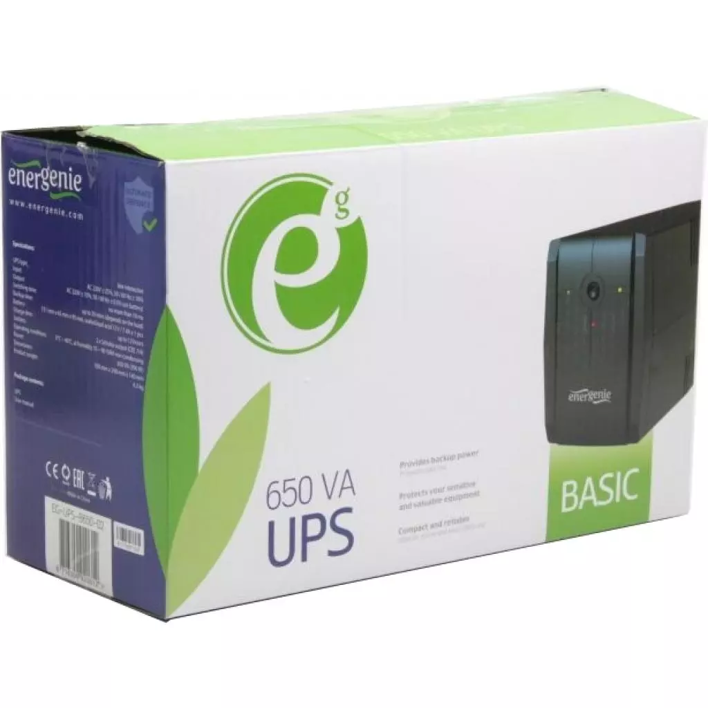Источник бесперебойного питания EnerGenie 650VA, Basic Series (EG-UPS-B650-02) - 2