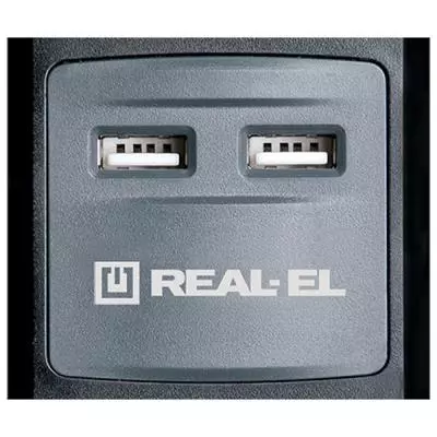 Сетевой удлинитель REAL-EL RS-5 USB CHARGE 3m, black (EL122500003) - 1
