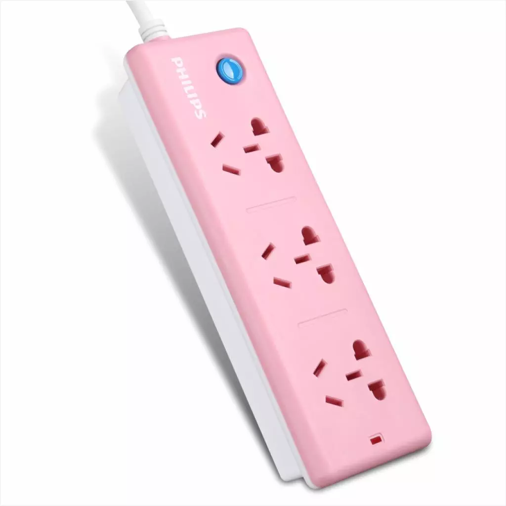 Сетевой удлинитель Philips 3 розетки, Pink (Philips Pink) - 1